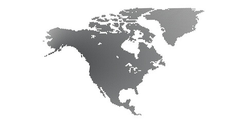 Obraz premium North America Map Halftone Dot Pattern Black Vector EPS