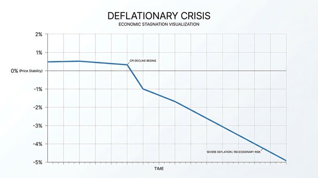 Graph showing deflationary crisis economic decline trend.