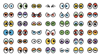 Plakat Set of cartoon eyes with different expressions on white