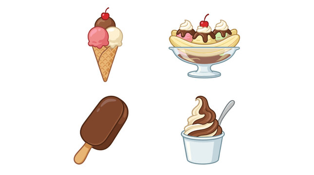 Collection of ice cream desserts and frozen treats vector set