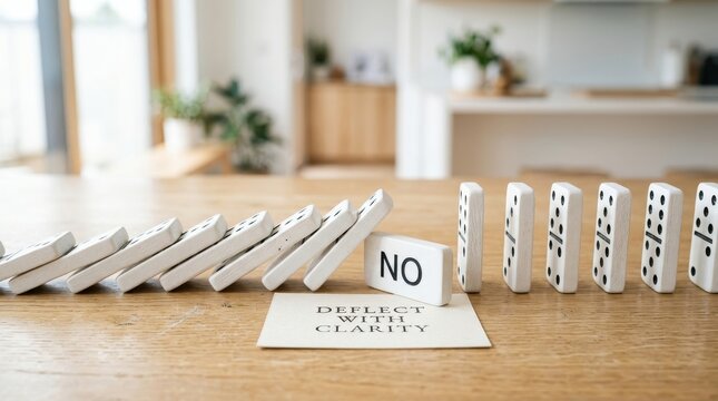 Dominoes stopped by a NO card with deflection strategy