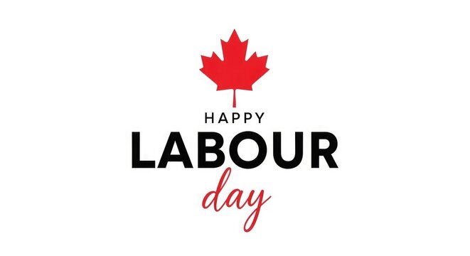 Happy labour day greeting with canadian maple leaf september holiday celebration design