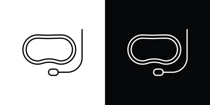 Mask snorkel icon outlined in black and white. Editable icons