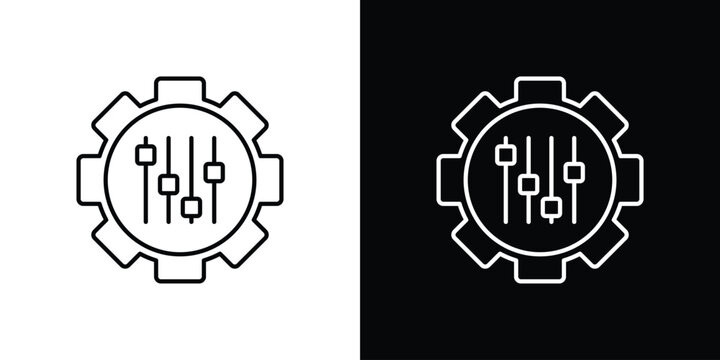 Mass customization icon outlined in black and white. Editable icons