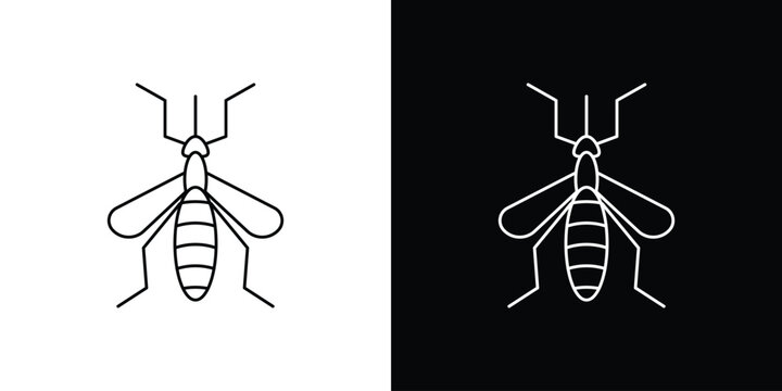 Mosquito icon outlined in black and white. Editable icons