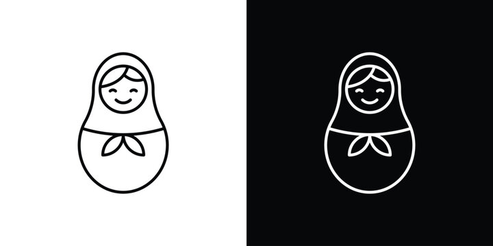 Nesting dolls icon outlined in black and white. Editable icons