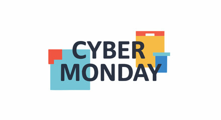 Fototapeta premium A colorful graphic illustration of 'CYBER MONDAY' in large black text