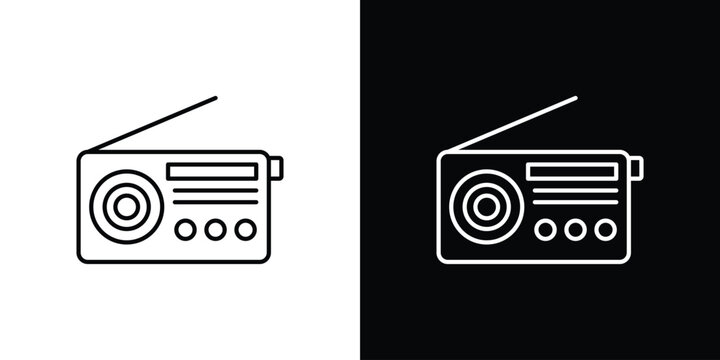 Radio icon outlined in black and white. Editable icons