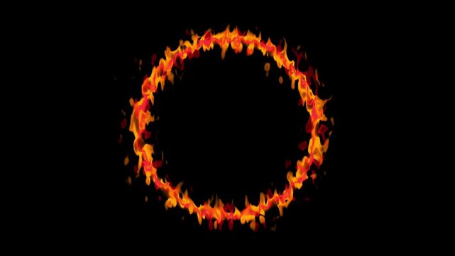 A blazing ring of fire burns continuously with realistic licking flames against a solid black background.