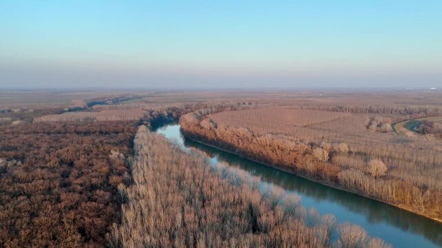 Mures in winter near Szeged, Drone Footage