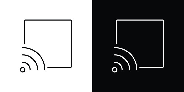 Screencast icon outlined in black and white. Editable icons