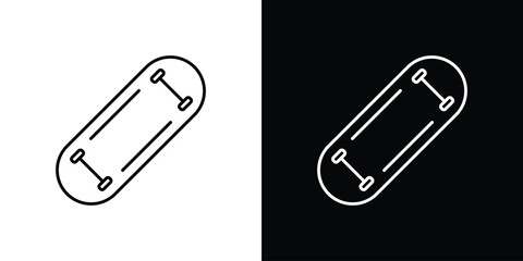 Skateboard icon outlined in black and white. Editable icons © Sabrin
