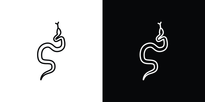 Snake icon outlined in black and white. Editable icons
