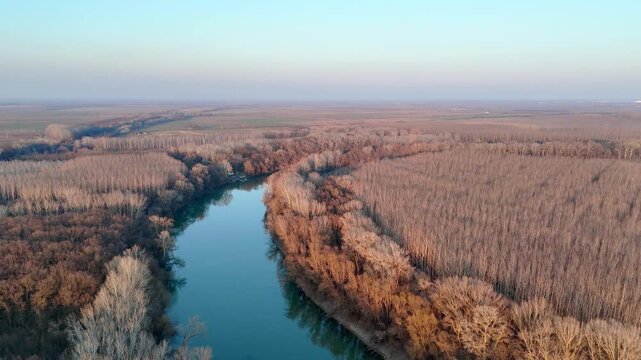 Mures in winter near Szeged, Drone Footage