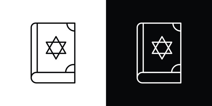 Tanakh book icon outlined in black and white. Editable icons
