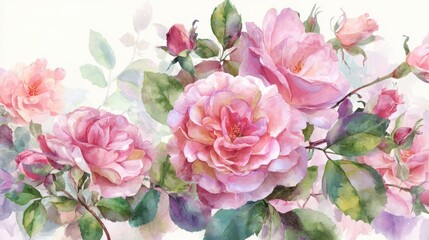 Obraz premium Exquisite hand-painted rose bouquet illustration background 
