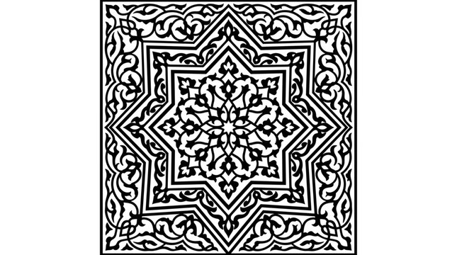 Intricate Islamic geometric star pattern design.