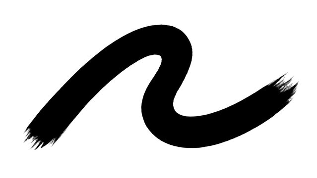 Black abstract brush stroke isolated on white background