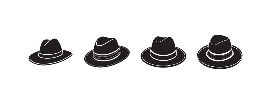 hats with white trim side and front views  various angles  isolated on white background