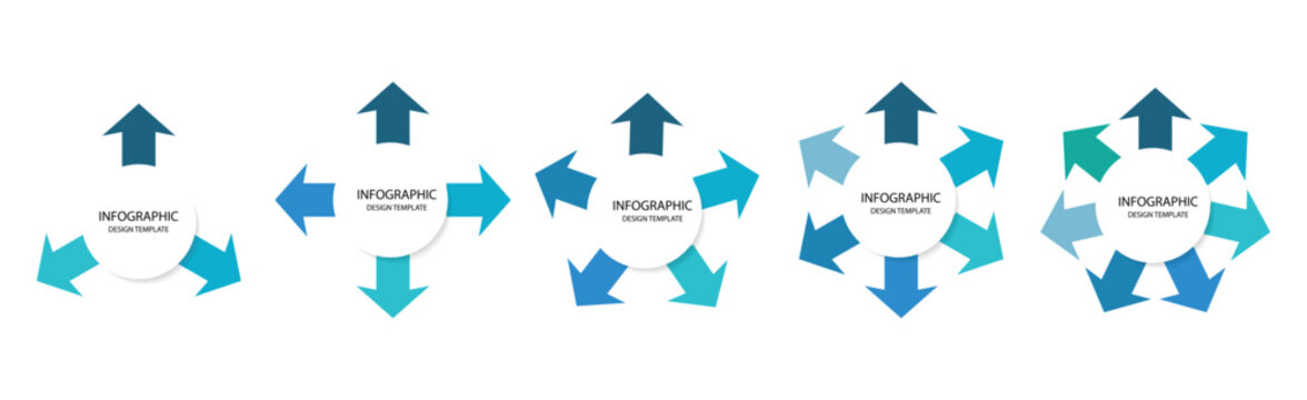 Circle arrow charts infographic templates. Business infographics. Rotate arrow and spinning loading arrows, repeat circle. Business strategy workflow process infographic element, circular statistics 