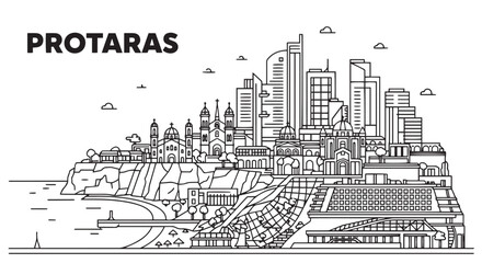 Fototapeta premium Protaras Skyline Illustration Design