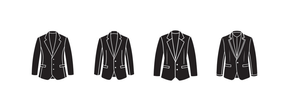 suit jackets with white outlines in different styles and views for fashion or business concepts  various designs  formal wear  mens clothing