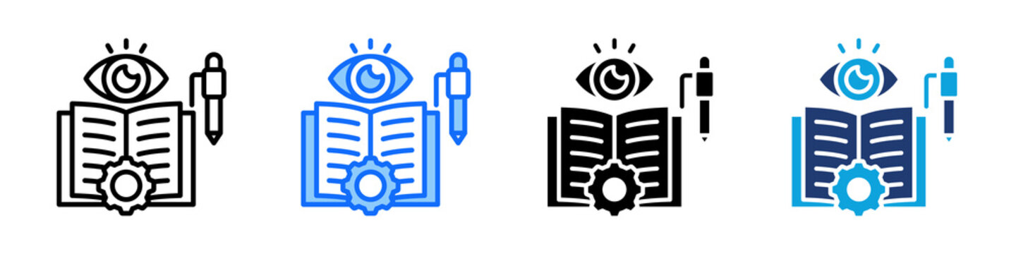 Supervised Learning Icon Set Multi Style Vector Illustration