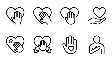 Fototapeta premium Heart Hand Icons, Loyalty Symbols, Trust Emblems, Vector Graphics for Care and Commitment