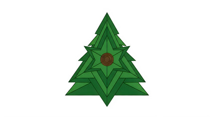 Fototapeta premium CAD tree lines Geometric Christmas tree, green abstract shape, modern holiday icon, decorative symbol VECTOR