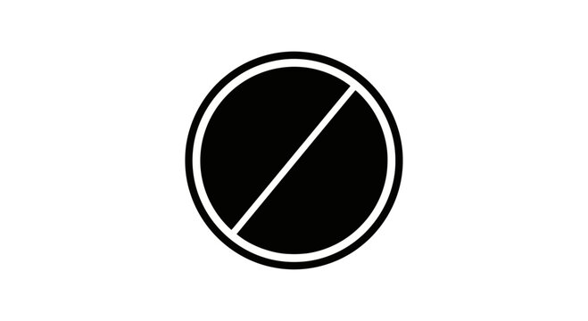 Minimalist black and white no entry or prohibited symbol icon with diagonal line on white background