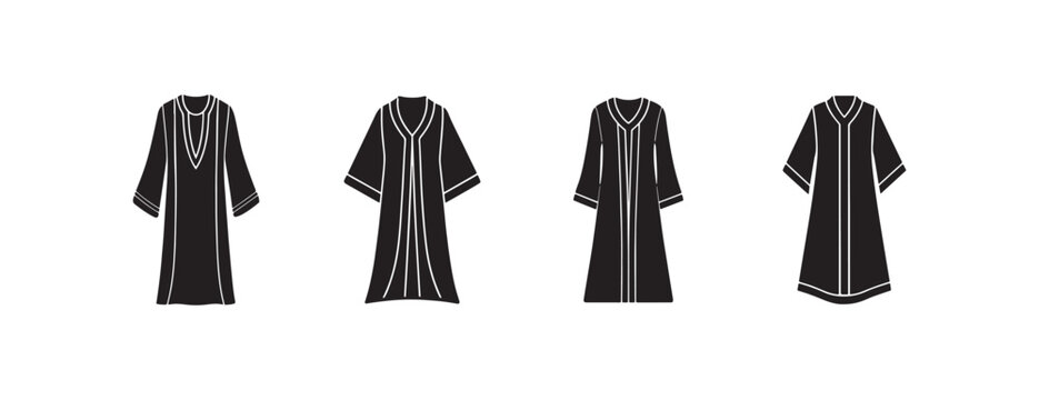 traditional middle eastern robes with white outlines on white background
