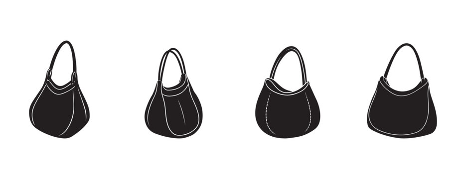 handbag with white outlines on a white background for design and fashion concepts  various angles of a purse
