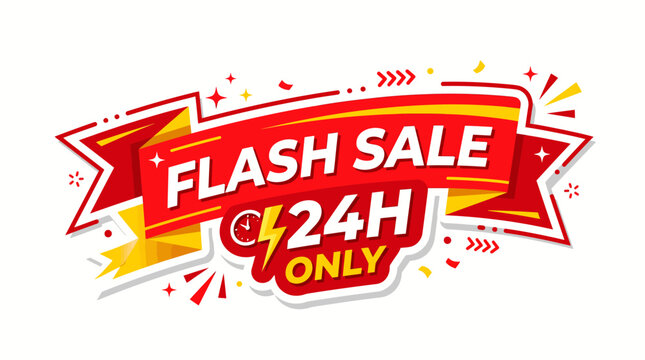 A flash sale advertisement with a red and yellow sign reads 24 hours only