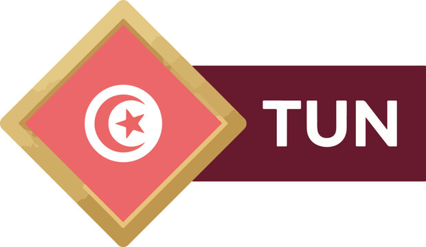 Tunisia Flag Emblem Symbol.