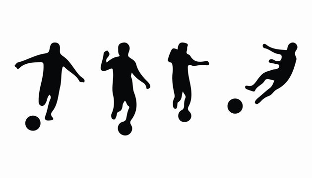 Soccer player silhouette sequence illustrating kickoff to follow through