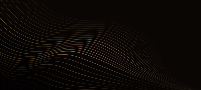 Black Gold Abstract Line Wave Elegant Premium Dark Luxury Banner Background