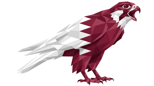 Geometric design of qatar flag falcon pattern, perfect for national events decor, souvenirs, cultural promotions, branding materials, and travel products.