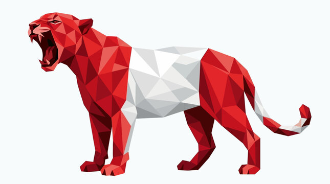 Geometric peru flag jaguar animal art red white pattern wildlife bold figure. Suitable for travel, culture, and wildlifethemed designs.