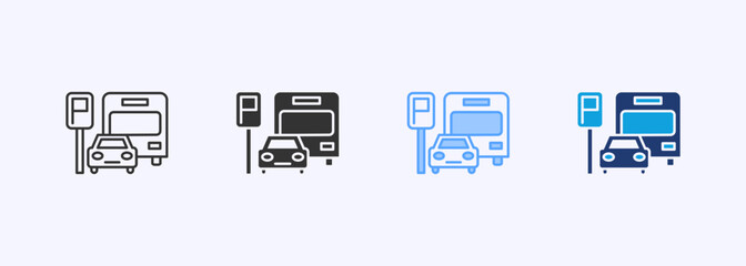 Fototapeta premium Parking Icon Set Multiple Style Collection Vector Illustration