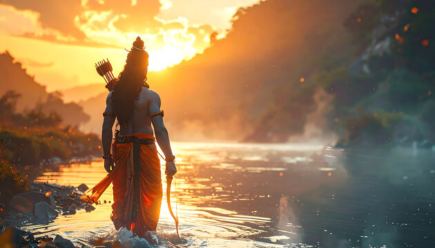 Lord shri ram jee with golden susnet view