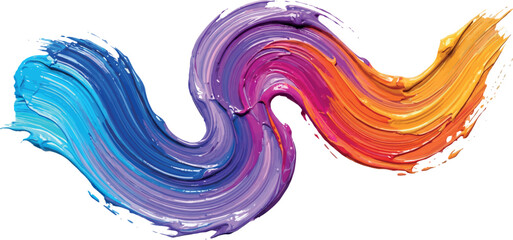 Vibrant wavy brush strokes of blue, purple, pink, orange, and yellow © MdHamid