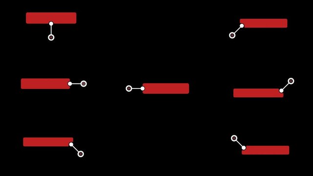 Animated Red and White Callout Labels Pack with Pointer Lines Popping on Black Background &ndash; Corporate Lower Third Title Callout Motion Graphic Overlay with Alpha Channel Transparent Background