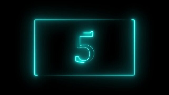 10 second neon countdown timer animation with neon number text from 10 to 0 with interesting neon frame animation.Motion graphic of concept neon number text glowing animation 4k video