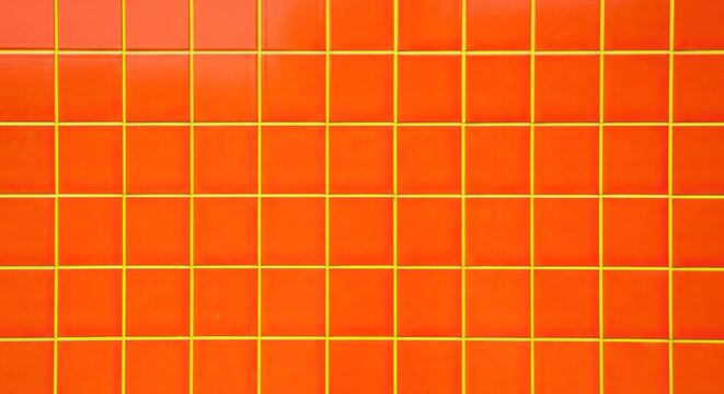 Red Square Tiles With Yellow Grout on White Background
