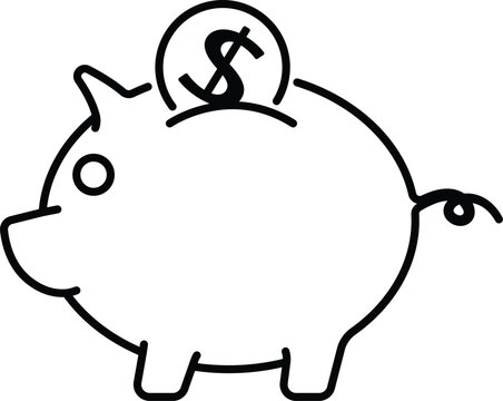 Piggy bank icon, symbolizing saving, financial growth, and investment
