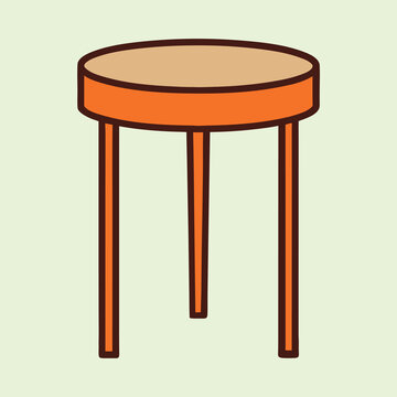 Illustration of a simple three legged stool with a rounded top surface