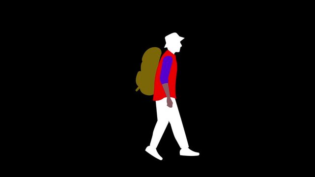 Animated by walking man icon.Man walking with natural motion animation.