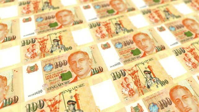 Singapore One Hundred Dollar Banknotes Money Background Finance Business Banking Concept