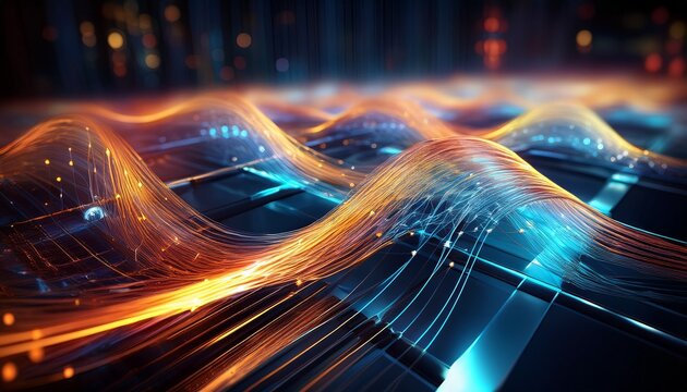 futuristic smart fabric being woven glowing threads and dynamic patterns high tech materials and innovative design