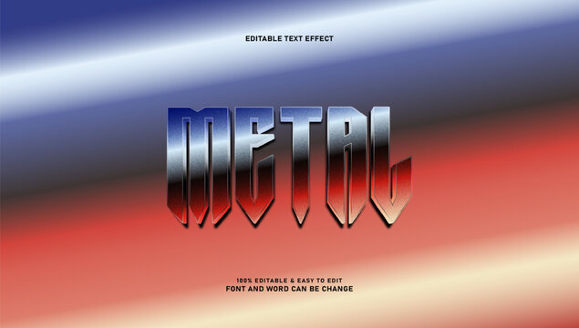 Retro 80s Metal Text Effect, Editable Chrome and Steel Font Style EPS Template